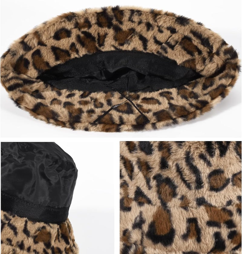 Yonchic Store Winter Soft Faux Fur Plush Bucket Hat, Lovely Fisherman Cap, Fashion Outdoor Thick Warm Sun Cap for Women - Image 4